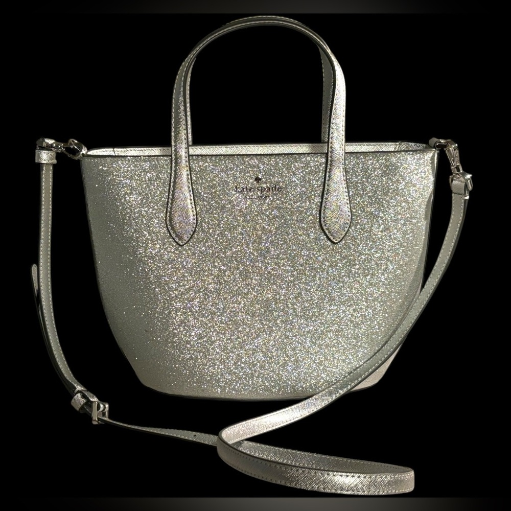 NWT•Kate Spade Silver Glitter Satchel